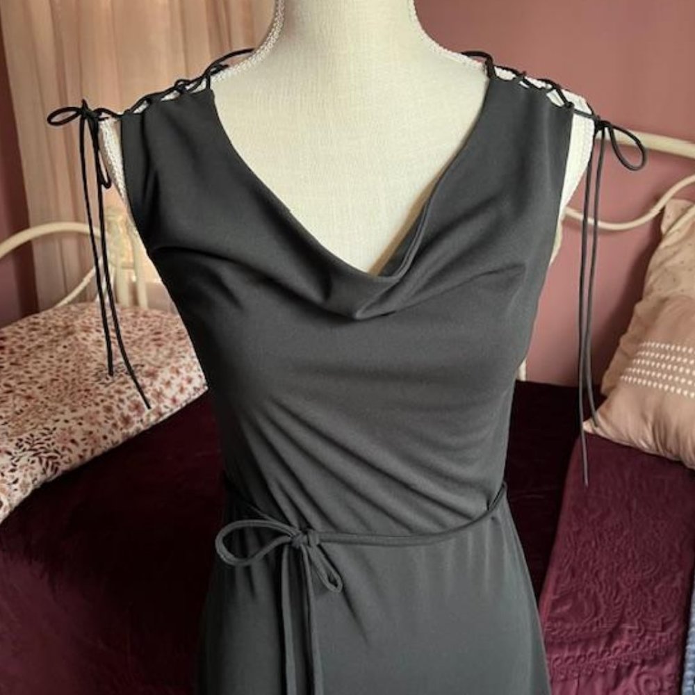 Express 1990's Tie Shoulder Sleeveless Black Dress
